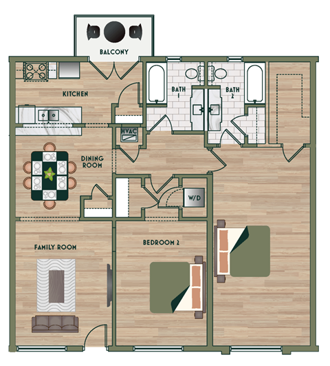 2 bed 1 bath A at The PARKER on E Mulberry Apartments, San Antonio, 78209